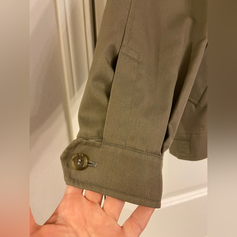Vintage Burberry London Utility Jacket Full Zip Olive Green Linen Womens… - Picture 12 of 15